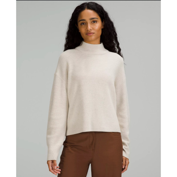 lululemon athletica Sweaters - lululemon cream Merino Wool-Blend Ribbed Turtleneck Sweater